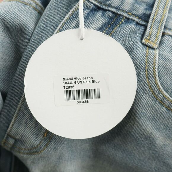 Princess Polly Womens Miami Vice Jeans Super High Rise Straight Cuff Off Blue 6 - Picture 9 of 9